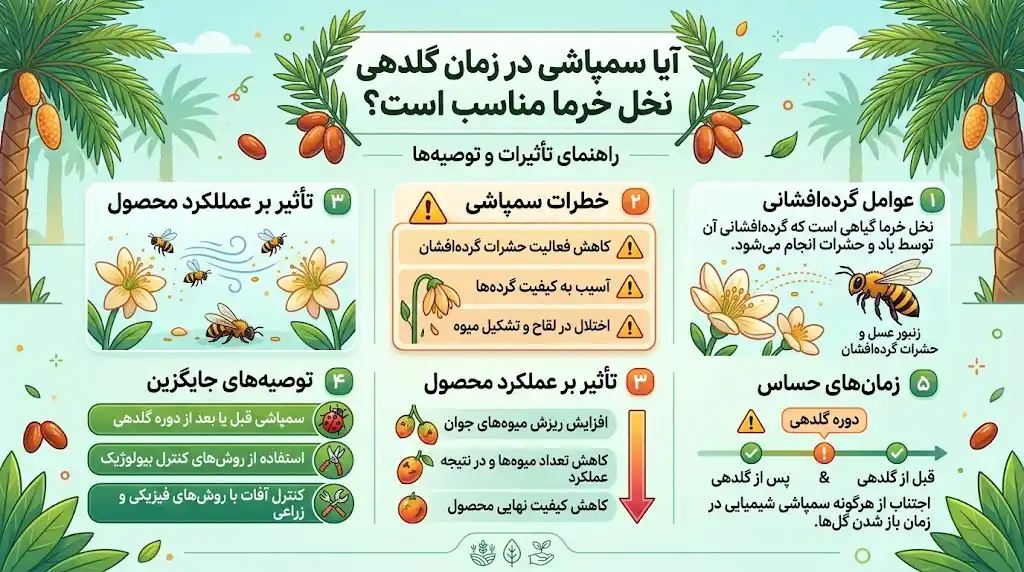 آیا سمپاشی در زمان گلدهی نخل خرما مناسب است؟