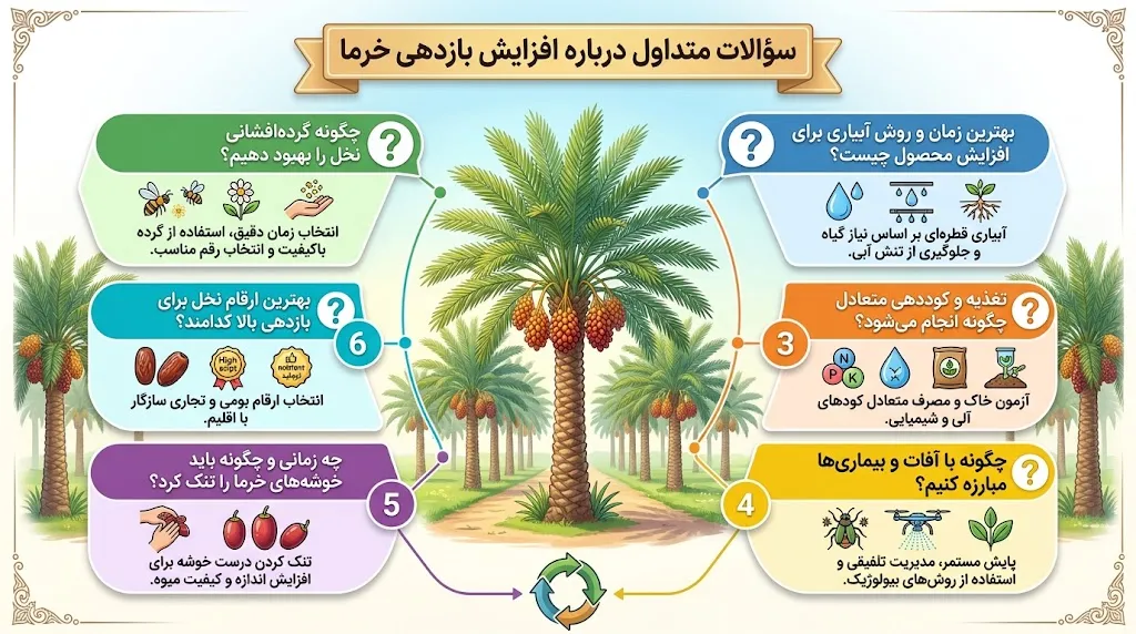 سؤالات متداول درباره افزایش بازدهی خرما
