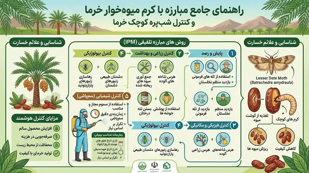 مبارزه با کرم میوه‌خوار خرما؛ کنترل شب‌پره کوچک خرما
