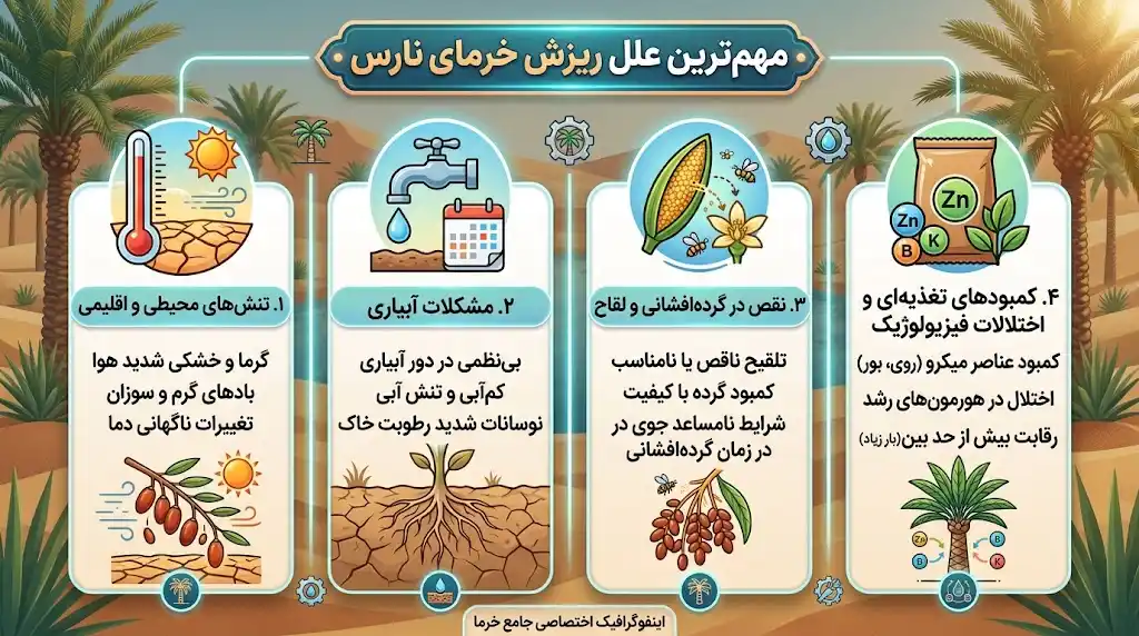 مهم‌ترین علل ریزش خرمای نارس