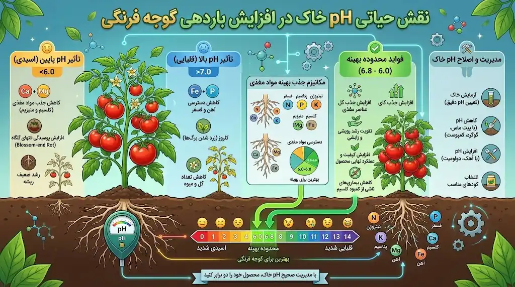 نقش pH در افزایش باردهی گوجه